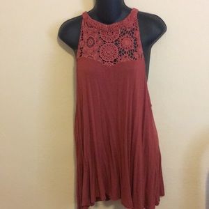 High neck burnt orange tank top